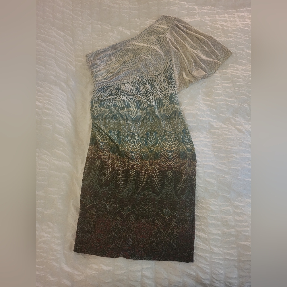 Calvin Klein One Shoulder Multi-Color Dress